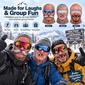 Funny Old Man Face Ski Mask – 3D Biker Balaclava for Motorcycle Riders