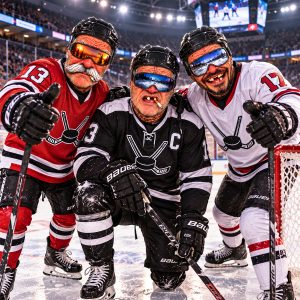 Funny Grandpa Face Balaclava – 3D Old Man Ski Mask for Hockey Lovers